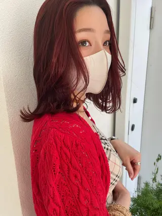 ミディアム カラー ヘアアレンジ satsuki 暖色・ブラウンカラーのヘアスタイル