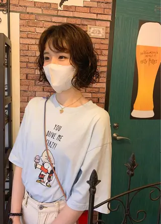 ミディアム パーマ album銀座店所属・似合わせパーマ 癖毛カットのヘアスタイル