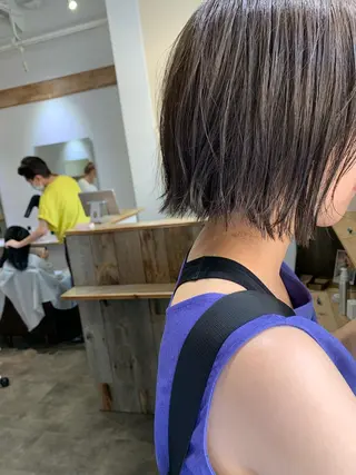 ショート カラー パーマ ヘアアレンジ メンズ パーマ/透明感カラー /ボブ/吉田一生のヘアスタイル