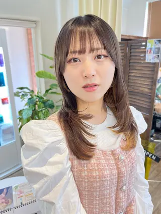 セミロング コテ巻きパーマ/韓国 パーマ/佐野のヘアスタイル