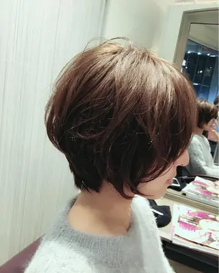ショート カラー 髪質改善ｶﾗｰ ｹｱﾌﾞﾘｰﾁ/ﾀﾑのヘアスタイル