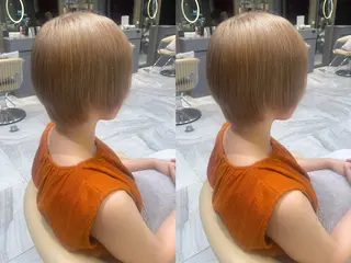 ショート カラー ゆらんちょ/ブリーチ 無w/縮毛矯正/暖色のヘアスタイル