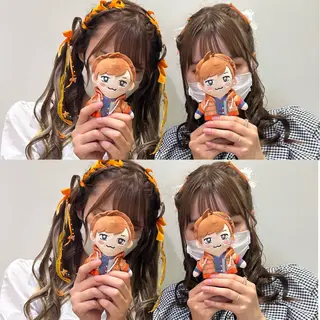 ロング ヘアアレンジ ミユ🎀エクステ 🎨デザインカラーのヘアスタイル