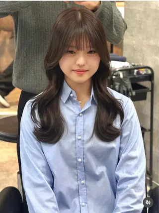 ロング 新宿/韓国レイヤー/ 顔まわり/メンズヘアのヘアスタイル