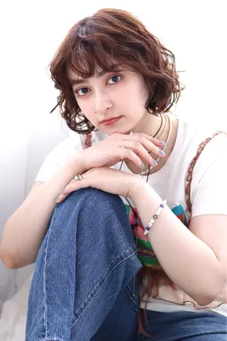 ミディアム パーマ ショート🫧🩵 林　菜々美のヘアスタイル
