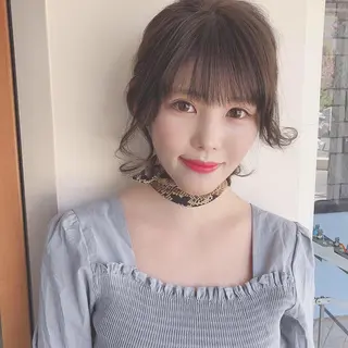 ミディアム カラー ヘアアレンジ 店長/mao/ 前髪/顔周りカットのヘアスタイル