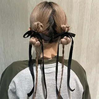 セミロング ヘアアレンジ 透明感カラー×ヘア アレンジ🪽しおりのヘアスタイル