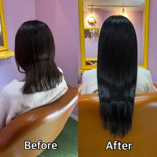 ロング シール＋ちび編み込み エクステ梅田🐨のヘアスタイル