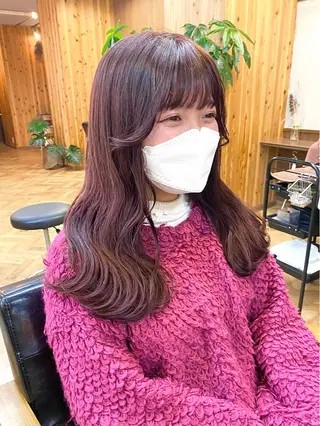 セミロング カラー ハル🌸柔色/ ブリーチなし/艶髪のヘアスタイル