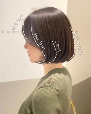 ミディアム カラー パーマ ヘアアレンジ 小野寺瑞希 /最小顔カットのヘアスタイル