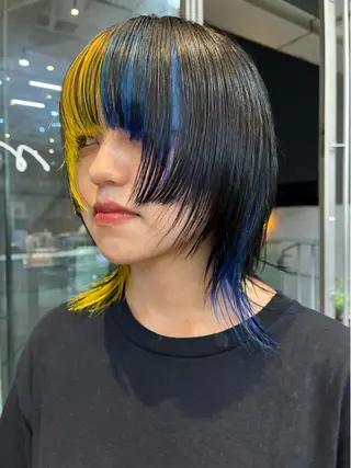 ミディアム カラー ヘアアレンジ ボブハイトーン🦖 デザインMAMIのヘアスタイル