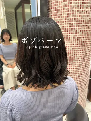 ショート パーマ コテ巻き風パーマ✨ 韓国ヘア🤎近下菜央のヘアスタイル