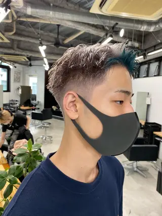 ショート カラー メンズ ブリーチダブルカラー ハイライト/山本喜熙のヘアスタイル