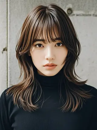 セミロング ウルフカット 811 大阪梅田 ウルフのヘアスタイル