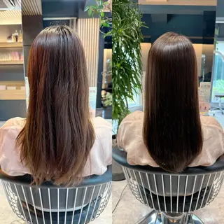 ロング 美髪矯正/酸性ストレ ート/艶カラー/堅田のヘアスタイル