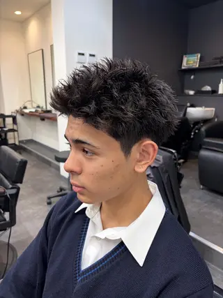 パーマ メンズ スパイキーパーマ 柏NO1 藤本葉のヘアスタイル