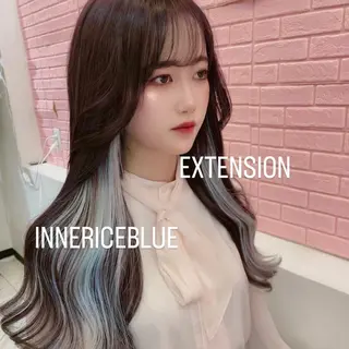 ロング カラー エクステ🩵ブリーチ 韓国ヘア🩵KAEのヘアスタイル