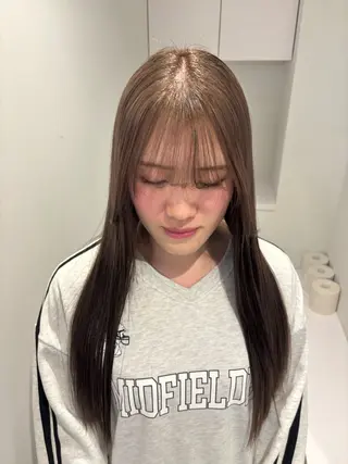 ロング リン🔔ボブ cut ベージュカラー🤎のヘアスタイル