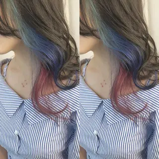 セミロング カラー しゅうさん🍝 麻田秀太郎のヘアスタイル