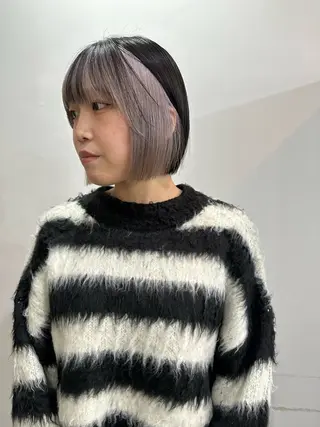 ショート カラー ヘアアレンジ 切りっぱなしボブ/ デザインカラー店長のヘアスタイル
