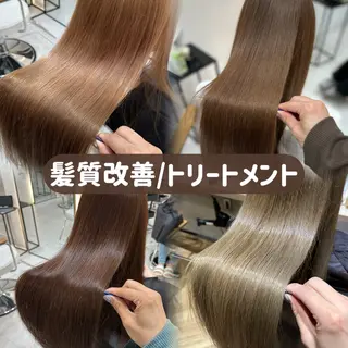 ロング カラー 赤み消し/オリーブ カーキ/福田れんのヘアスタイル