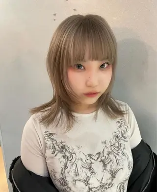 ミディアム カラー 無料カット/ハイ トーンカラー/きらのヘアスタイル