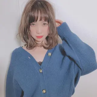 ミディアム カラー 店長/mao/ 前髪/顔周りカットのヘアスタイル