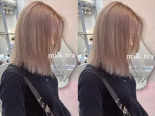 ミディアム カラー rina／ベージュ ワンホン/韓国ヘアのヘアスタイル