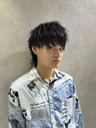 ショート パーマ メンズ 韓国系/ウルフ/ ブリーチ/常角友野のヘアスタイル