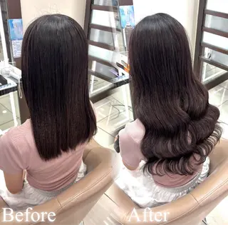 セミロング 羽エクステ/シール エクステ/横浜駅5分のヘアスタイル