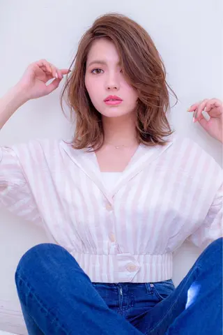 ミディアム カラー パーマ 髪質改善/縮毛矯正/ ボブ/店長/槌矢圭悟のヘアスタイル