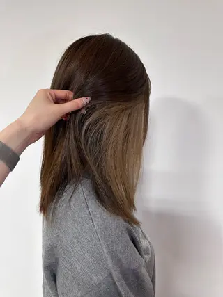 ミディアム カラー 山田 花帆のヘアスタイル