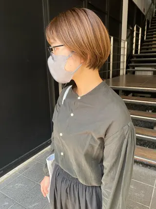 ショート カラー パーマ ヘアアレンジ メンズ キッズ ネイル マツエク・マツパ umu.［韓国ヘア /ダウンパーマ］のヘアスタイル