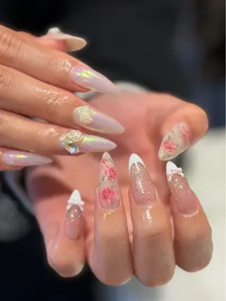ネイル nailsalon moe.所属・yume 大人ガーリーネイルのネイルデザイン