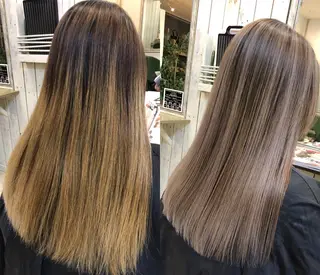 セミロング 韓国レイヤー外国人風 透明感カラー髪質改善のヘアスタイル