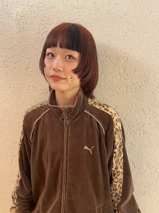 ミディアム カラー MIU/ルーツカラー 顔まわりレイヤーのヘアスタイル