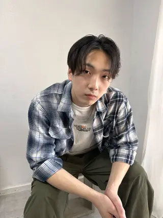 メンズ クロスパーマ/うる艶 カラー/Kurumiのヘアスタイル