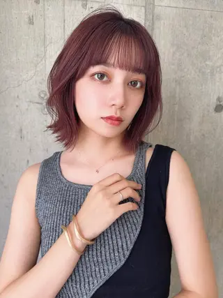ショート カラー 艶カラー/ボブ /似合わせ/田口愛那のヘアスタイル