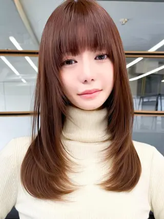 ロング カラー 縮毛矯正🤎髪質改善 カラー🤎めぐみのヘアスタイル