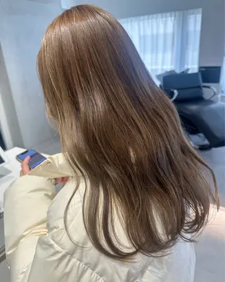 ロング カラー ヘアアレンジ オリーブ透明感カラー 表参道/MIKUのヘアスタイル