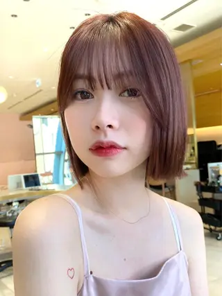 ミディアム カラー パーマ ヘアアレンジ 小野寺瑞希 /最小顔カットのヘアスタイル