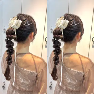 ロング ヘアアレンジ シールエクステ🎀 羽エクステ🌙しぇるのヘアスタイル