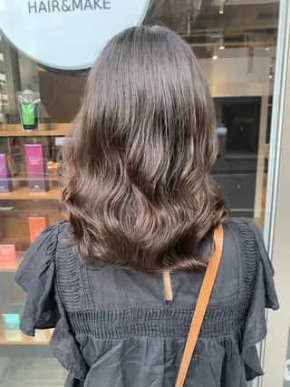 セミロング カラー パーマ ボブパーマ 艶カラー/横山大樹のヘアスタイル