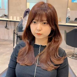 ロング 🌹ハッシュカット、 レイヤー韓国ヘア🌹のヘアスタイル