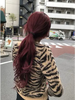 ミディアム カラー パーマ ヘアアレンジ RUKA 美容院×ネイリストのヘアスタイル