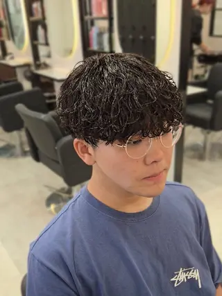 メンズ ミディアム パーマ Lapis 名古屋駅前店所属・LEN名古屋/パーマ 海外ヘア/メンズ特化のヘアスタイル
