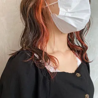セミロング カラー ヘアアレンジ 切りっぱなしボブ/ デザインカラー店長のヘアスタイル