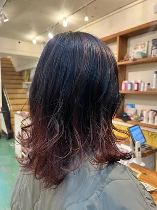 ミディアム カラー ♱地雷カラー♱ウルフ ♱ 藍衣 ♱のヘアスタイル