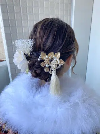 セミロング ヘアアレンジ 艶カラー/縮毛矯正/ ケア/アレンジ/桜悠のヘアスタイル