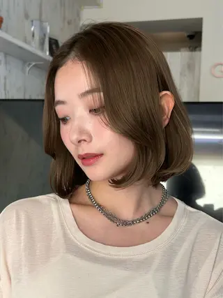 ミディアム カラー レイヤー/ボブ/透明 感カラー/佐藤奈由のヘアスタイル